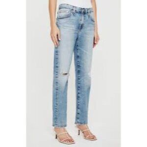 AG Adriano Goldschmied Mari High Rise Straight Leg Jeans Womens Size 28 Distress